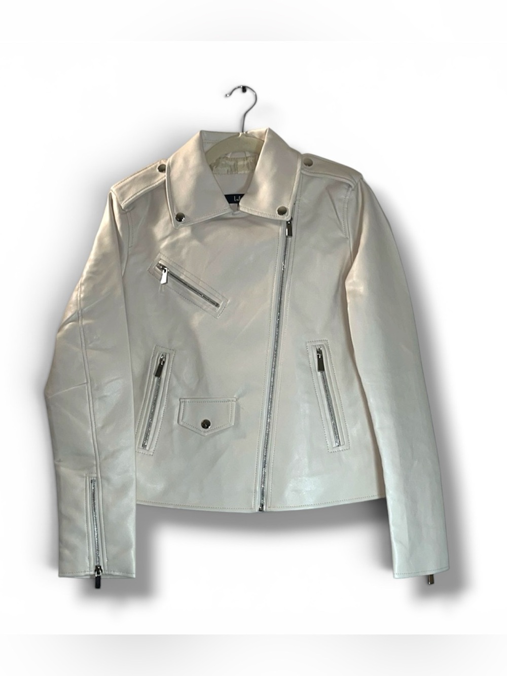 Lulus Out For The Night Beige Vegan Leather Moto Jacket NWT Small 19J2078 Faux